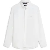 Tommy Hilfiger Pigment Dyed Linen Shirt White Size: M | Casual Shirts Outlet | Heren | Wit