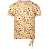 Koko Noko gebloemde T-shirt geel Meisjes Stretchkatoen Ronde hals Bloemen - maat 110