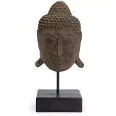 Ancient Wisdom Grote Serenity Boeddha hoofd op standaard - Grijs