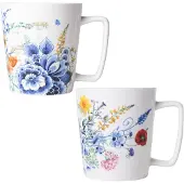 Heinen Delfts Blauw - Theemok Wildbloemen - Porselein - set van 2