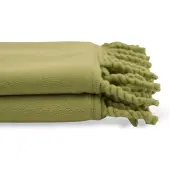 Unique living - Fleece Plaid Met Franjes - 130x160 - Olive Green