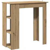 vidaXL Bartafel met plank, Artisan-eikenhout, 102x50x103,5 cm, houtvezel