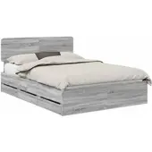 vidaXL Bedframe met lade Grijze Sonoma 140 x 200 cm Geconstrueerd hout