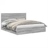 vidaXL Bedframe met lade Grijs Sonoma 180 x 200 cm Ingenieurshout
