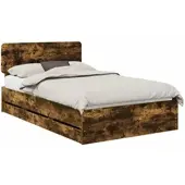 vidaXL Bedframe met lade Gerookte Eik 135 x 190 cm Geconstrueerd hout