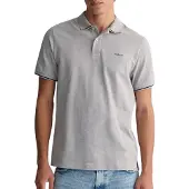 Gant Heren Piqué polo met groene bies (L), Casual, Katoen, Korte mouwen 2062034
