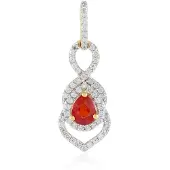 Cavill - Zilveren hanger verguld met 0,419 ct Tanzania robijn peervorm & 0,363 ct zirkonia - 925 Sterling zilver - elegante druppel hanger