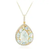 Cavill - Zilveren Halsketting - 925 Sterling Zilver Verguld - Hemelblauwe Topaas 9,432 ct - Elegant Druppelvorm & Braziliaanse Edelstenen