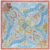 Roeckl Doek ' VIBRANT PAISLEY ' blauw / hemelsblauw / pastelblauw / lichtblauw / oranje