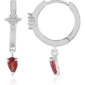 Cavill - Oorbellen 925 Sterling Zilver Platina Geplatineerd - 2 Tanzania Robijnen 0 496ct Druppel - 8 Cambodjaanse Zirkonen 0 168ct Elegante