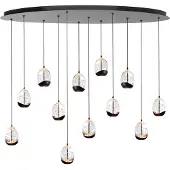 Highlight Hanglamp Clear Egg Zwart 12 Lichts Ovaal