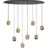 Highlight Glazen hanglamp Golden Egg, dimbaar, crème / amber, Woon-/ Eetkamer, Glas, Modern, hanglamp