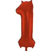 Folat - Folieballon Cijfer 1 Rood Metallic Mat - 86 cm