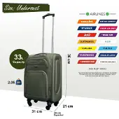 Infinity Leather Zachte, lichtgewicht nylon 4-wielige handbagagekoffer voor op reis