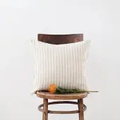 LINEN TALES - Linnen Kussenhoes 40x60 cm naturel/wit gestreept
