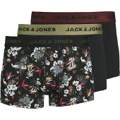 Jack & Jones Boxershorts 'JACFlower' groen / wijnrood / zwart / wit