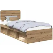 vidaXL Bedframe, handgemaakt, eikenhout, 75 x 190 cm, massief grenenhout