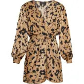 Faina Jurk camel / zwart