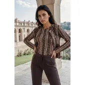 MI PIACE - Travel Jacket Boho Print Espresso 202662 - Maat : M