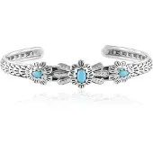 Cavill - Zilveren Armband - 925 Sterling Zilver Geoxideerd - Sleeping Beauty Turkoois 0,63 ct - Verstelbare Filigraan Armband Dames Turquoise