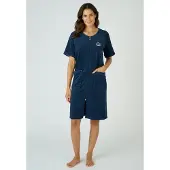 Damart - Jurk lounge badstof - Dames - Blauw - 50-52 (XL)