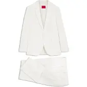 HUGO Driedelig extra slim-fit pak van katoenen seersucker met stretch