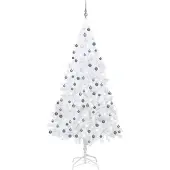 vidaXL Kunstkerstboom met verlichting en kerstballen 210 cm PVC wit