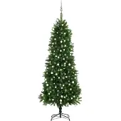 vidaXL Kunstkerstboom met verlichting en kerstballen 240 cm groen