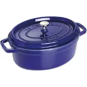 Staub ovale braadpan van gietijzer, drie lagen emaille 4,2 l donkerblauw