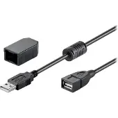 Pro USB 2.0 Hi-Speed Extension Cable with Securing Clip, black 2 m