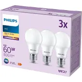 Philips LED lamp E27 | Peer A60 | Mat | 2700K | 8W (60W) | 3 stuks
