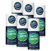 Happy Earth Bundel Deodorant Roller Lemon Sandelwood - 100% Natuurlijke Ingrediënten - 24 uur Bescherming - Aluminiumvrij – Alcoholvrij – Microplasticvrij – 6 x 75mL – Voordeelverpakking
