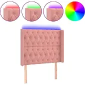 vidaXL Hoofdbord LED 147x16x78/88 cm fluweel roze