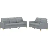 vidaXL 2-delige Loungeset met kussens stof lichtgrijs