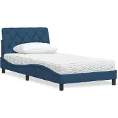 vidaXL Bed met matras stof blauw 140x190 cm