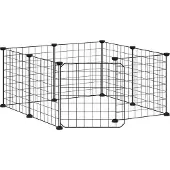 vidaXL Huisdierenkooi met deur 20 panelen 175x175x35 cm staal zwart