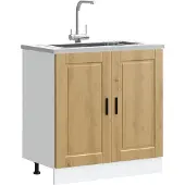 vidaXL - Spoelbakonderkast - Porto - 80x46x81,5 - cm - hout - artisanaal - eiken