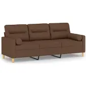vidaXL Driezitsbank met sierkussens 180 cm stof bruin