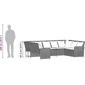vidaXL Tuinbank met kussens poly rattan bruin