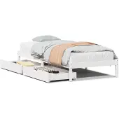 vidaXL Bedframe zonder matras massief grenenhout wit 75x190 cm