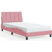vidaXL Bedframe zonder matras "Hanko", roze, 140x190 cm, fluweel