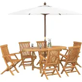vidaXL Tuin Eettafel Set 7 st Bruin Massief Teakhout