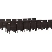 vidaXL Tuin eettafelset met kussens 15 st Bruin PP