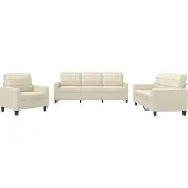 vidaXL 3-delige Loungeset met kussens kunstleer crème