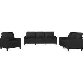 vidaXL 3-delige Loungeset met kussens kunstleer zwart