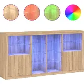 vidaXL Dressoir met LED-verlichting 202x37x100 cm sonoma eikenkleurig