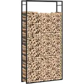 vidaXL Houtopslagrek, matzwart, 110x28x214 cm, staal