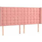 vidaXL Hoofdbord met randen 183x16x118/128 cm fluweel roze