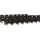vidaXL Tuin eettafelset met kussens 15 st Bruin PP