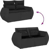 vidaXL Tuinbank Set 11 st Zwart poly rattan